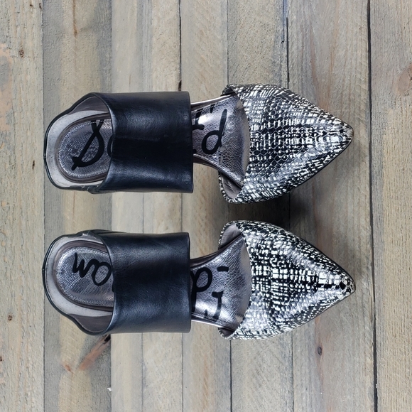 Sam Edelman Woman's  Leather Monroe  Heels  Black White - Picture 3 of 12